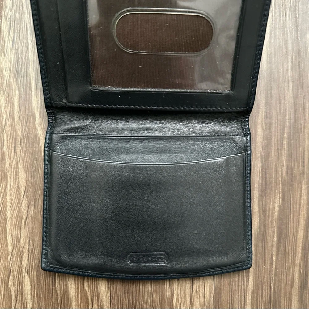 Coach Navy Blue Leather Pocket Organizer Bifold Wallet